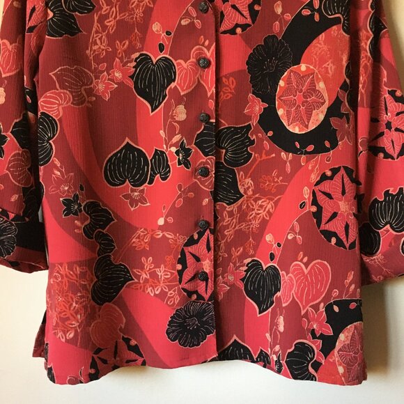 TanJay Crepe Queen of Hearts & Spades Button Down Shirt - Picture 4 of 14
